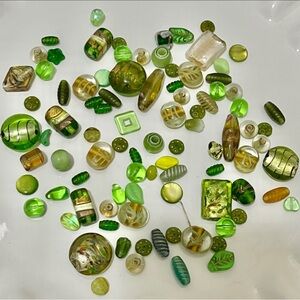 Shades of Green & Gold DIY Unique Jewelry Making Craft Bead Assortment